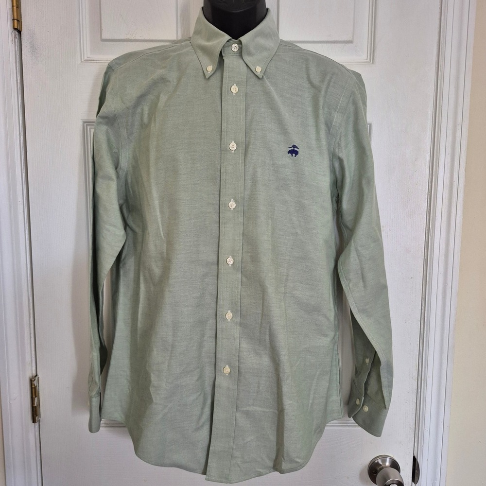 Brooks Brothers Regent Fit Non-Iron Supima Cotton Oxford Shirt Sage Green Mens M